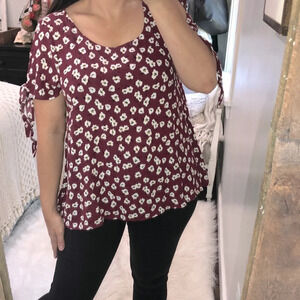 Red Lolly large oversized floral tie sleeve top